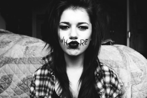 black and white whore wrote on mouth